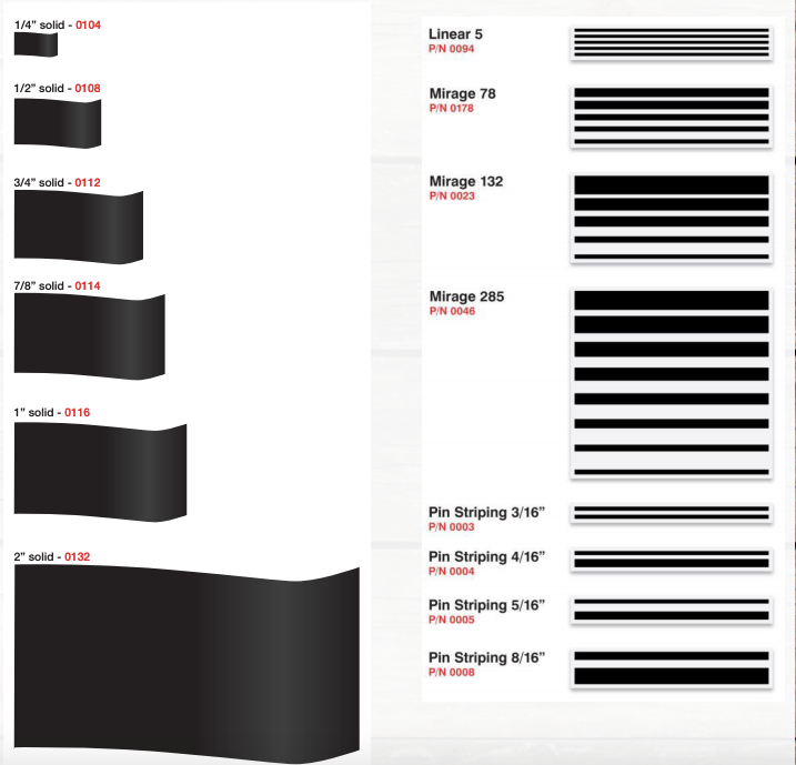 marine pinstriping tape sizes