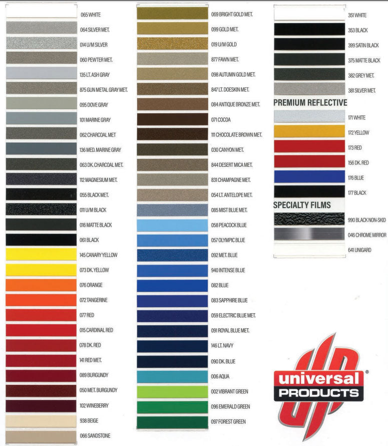 single color marine striping tape chart